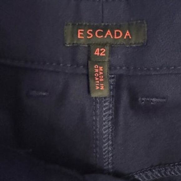 ESCADA Navy Blue Straight Leg Stretch Trousers Pants 42 - Picture 7 of 7